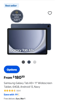 Samsung Galaxy Tab A9 11 tablet at Walmart
